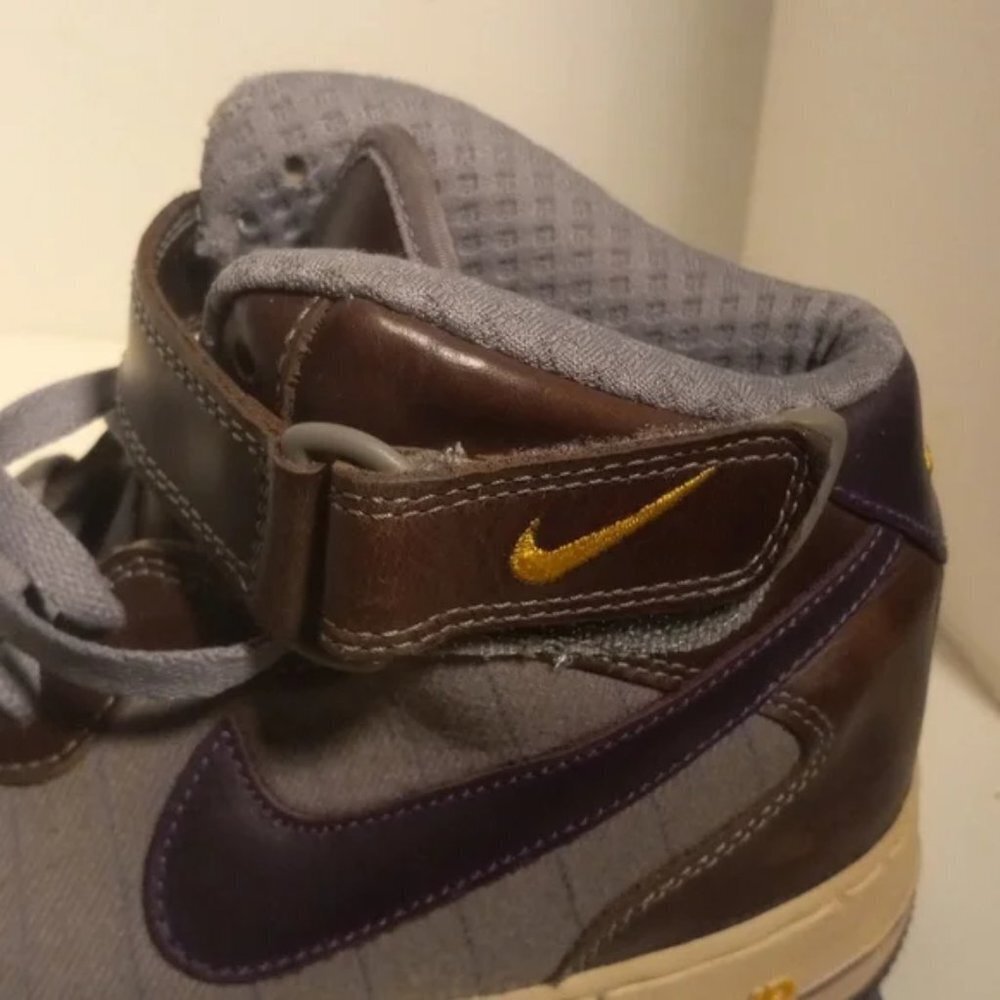 VTG Nike Air Force 1 Mid Premium Lace Up Sneakers Shoes Brown Mens Size 9.5 - Picture 8 of 9